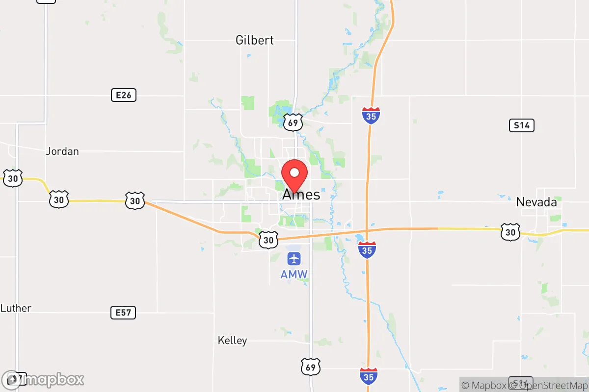 Map centered at 42.0259, -93.6217