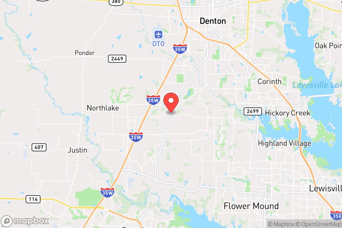 Map centered at 33.1102, -97.1867
