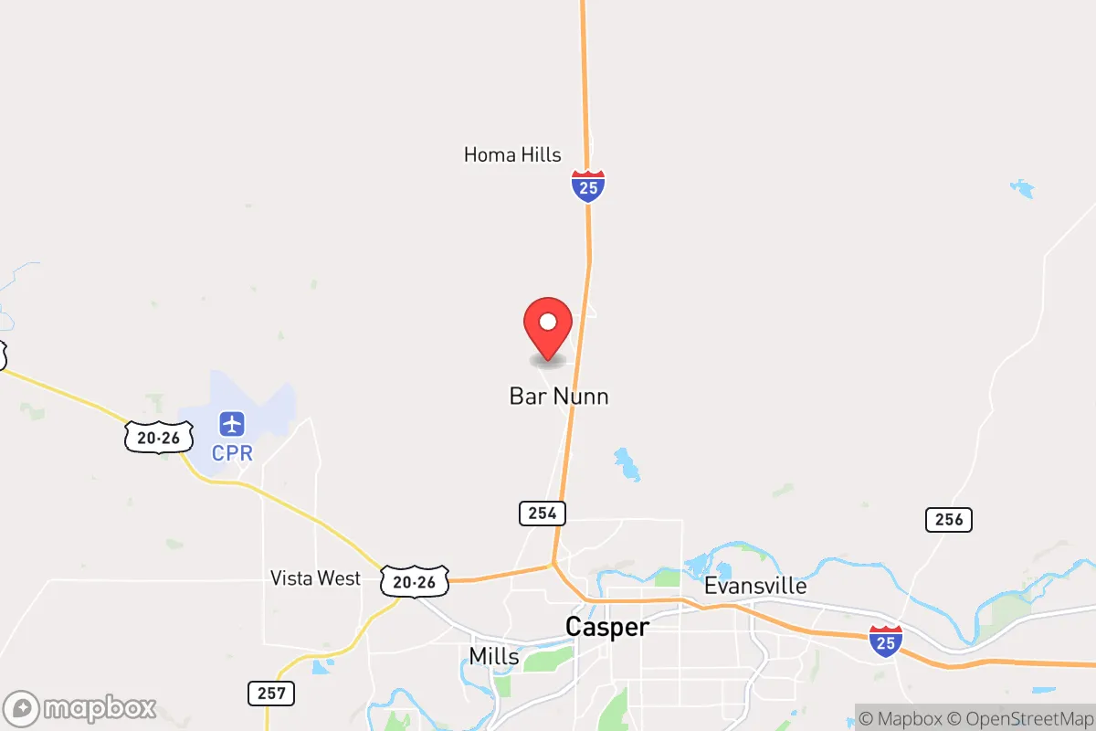 Map centered at 42.9220, -106.3474