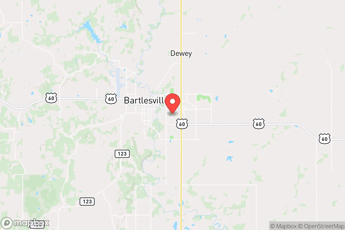 Map centered at 36.7369, -95.9456