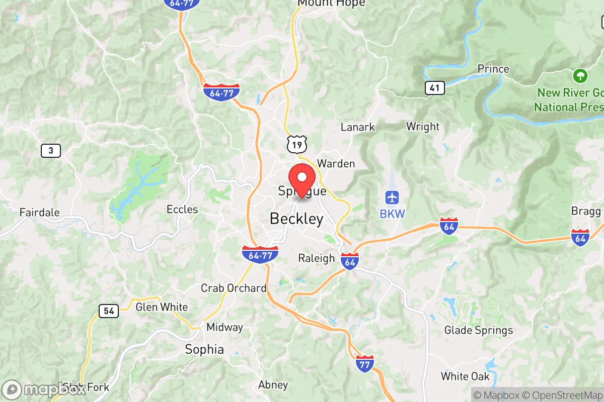 Map centered at 37.7877, -81.1841