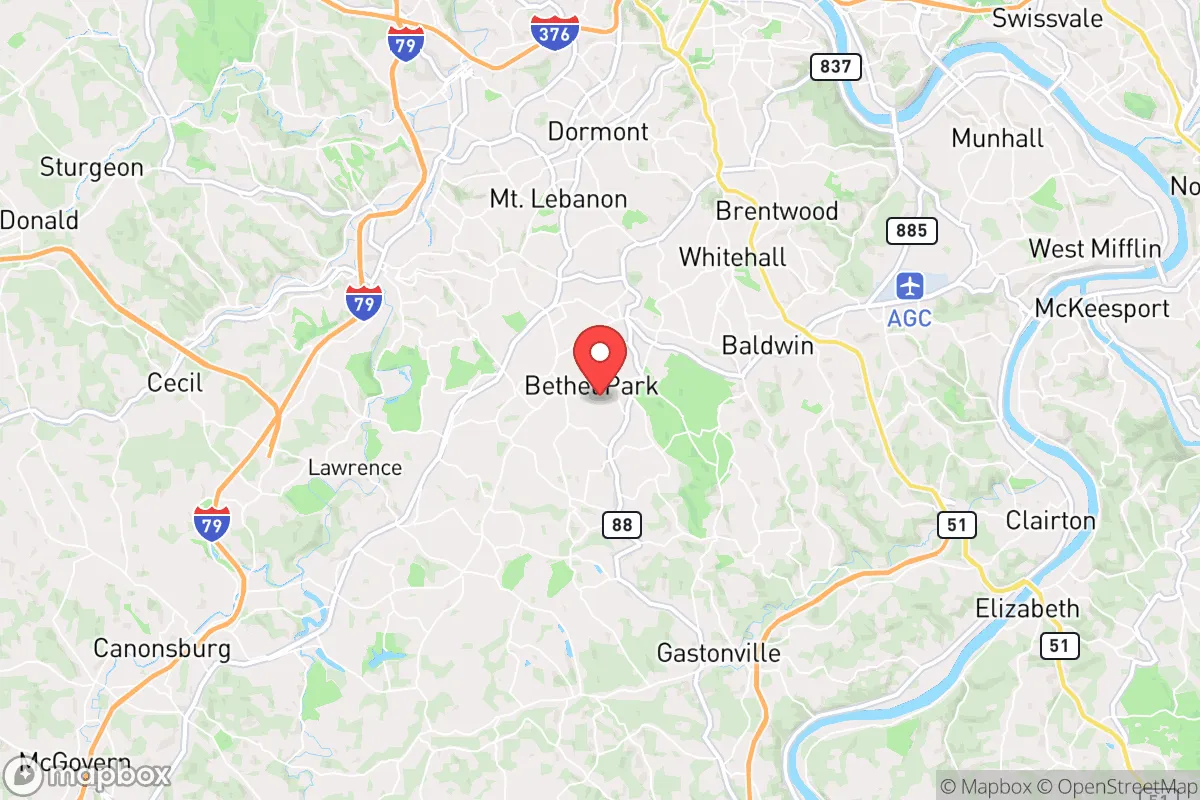 Map centered at 40.3238, -80.0364
