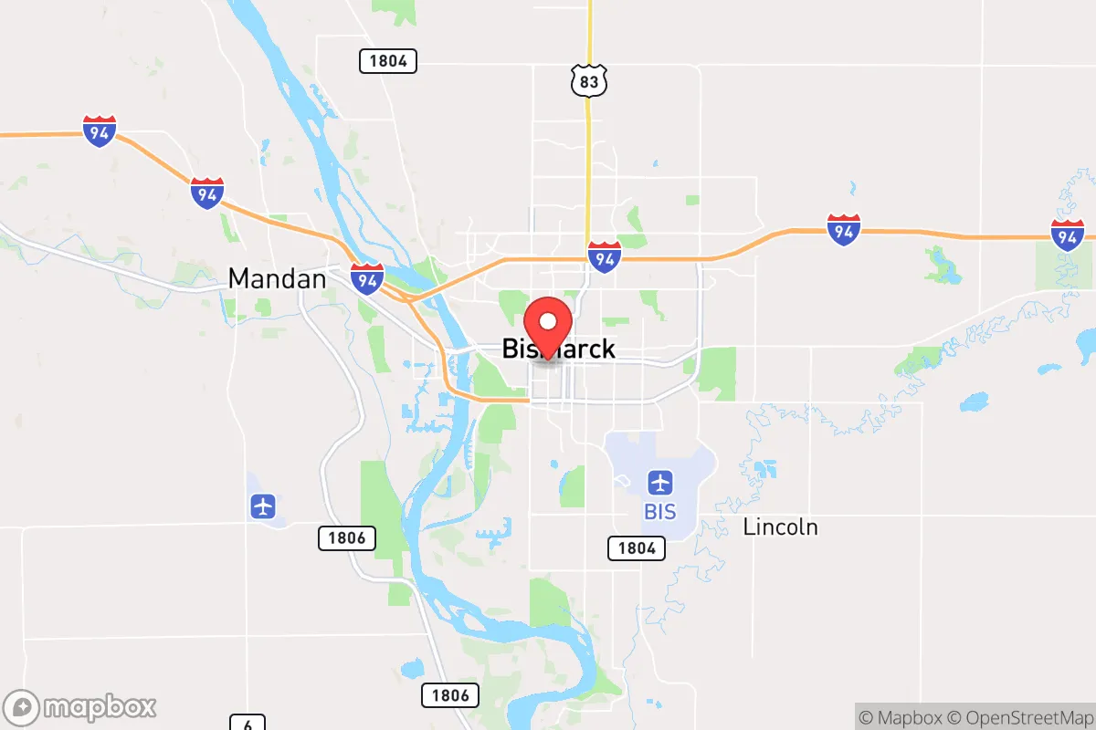Map centered at 46.8152, -100.7694