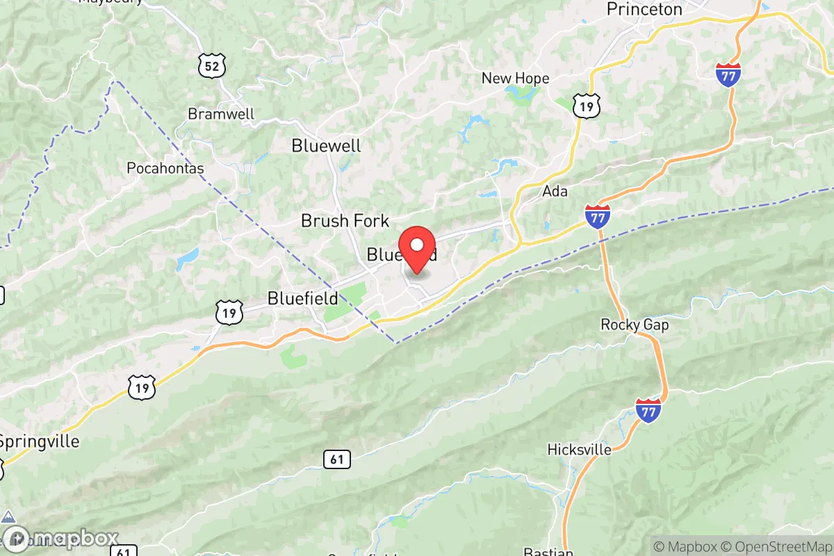 Map centered at 37.2606, -81.2149