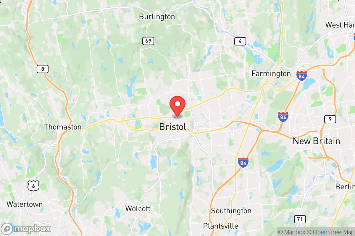 Map centered at 41.6812, -72.9407