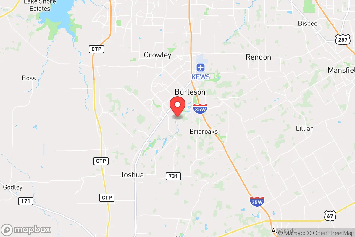 Map centered at 32.5161, -97.3352