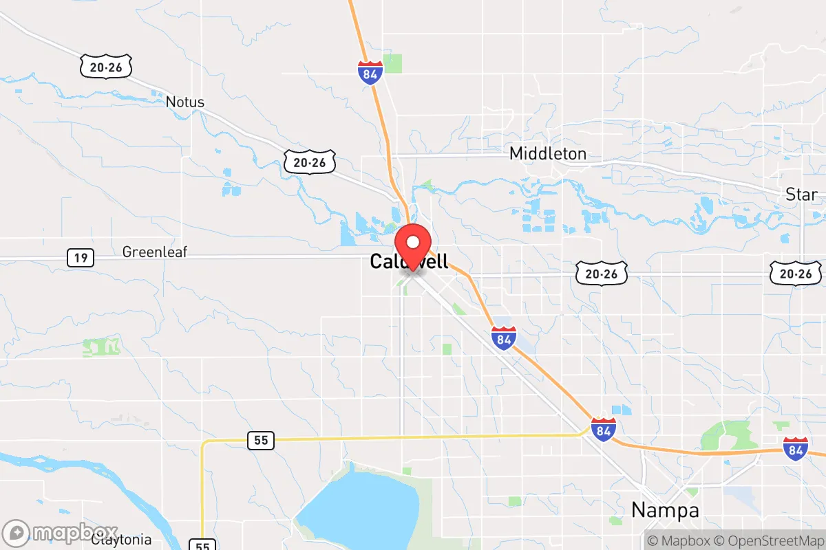 Map centered at 43.6453, -116.6594
