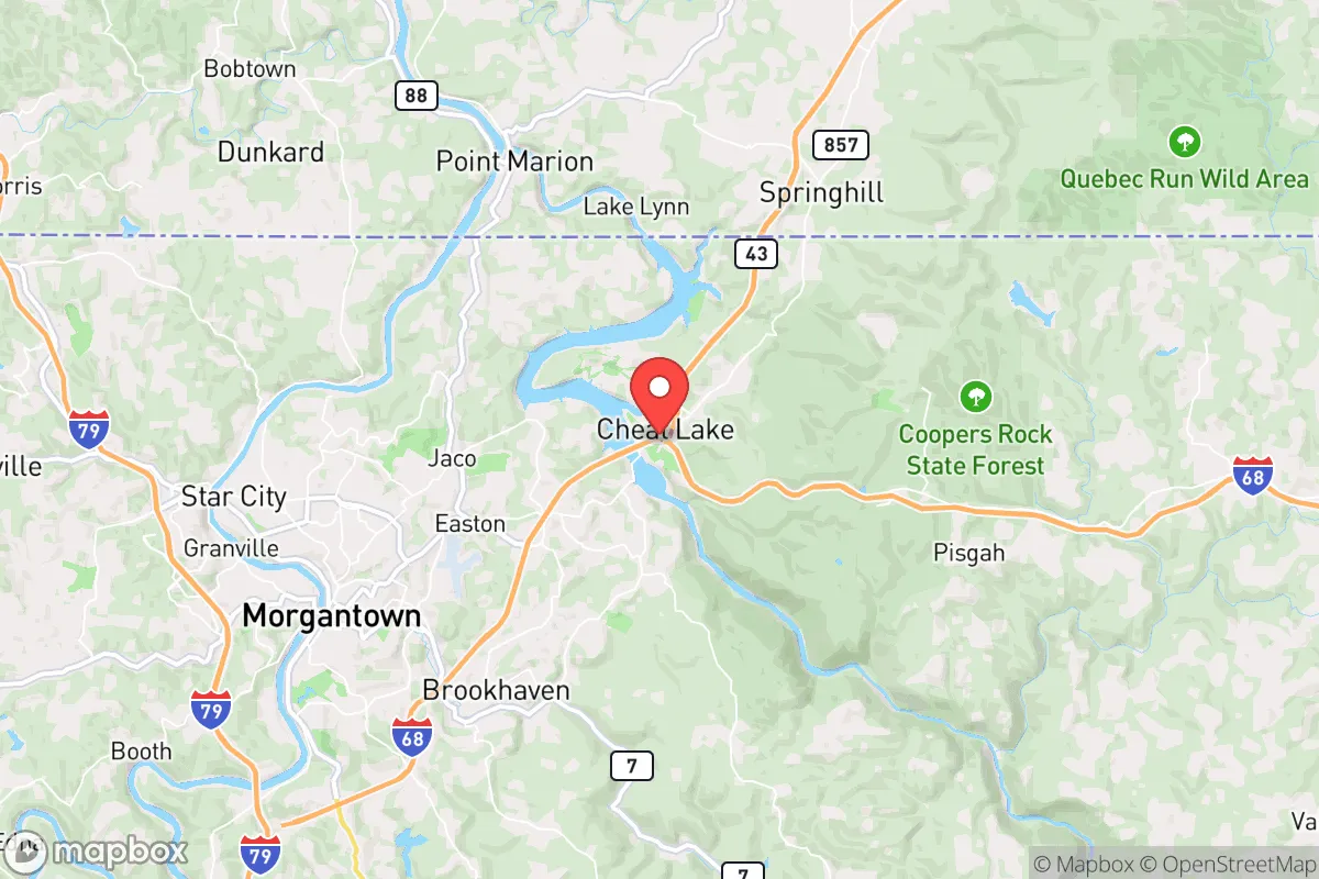 Map centered at 39.6720, -79.8534