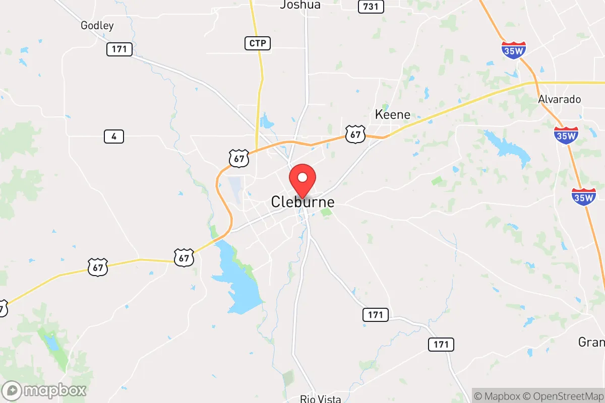 Map centered at 32.3553, -97.4107