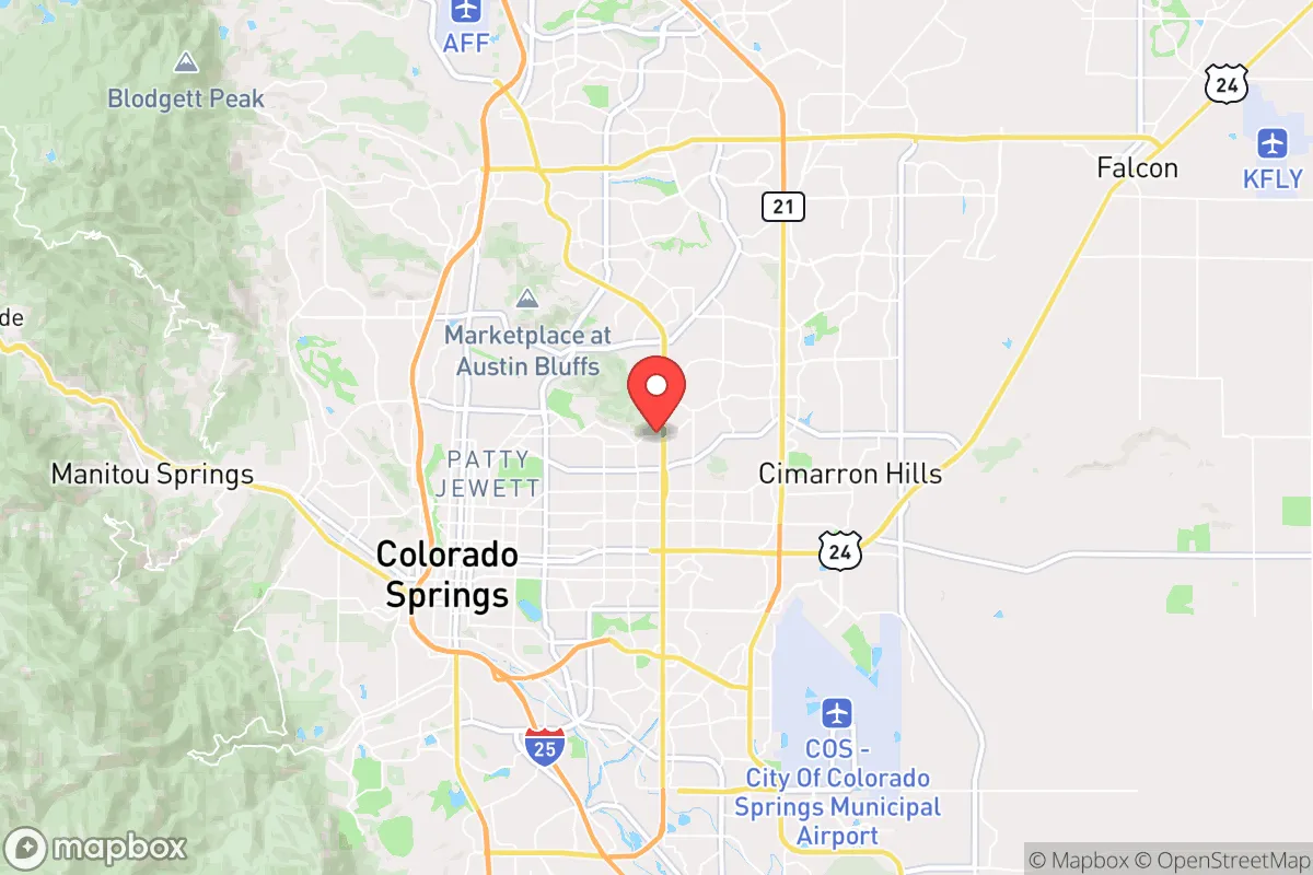Map centered at 38.8674, -104.7595