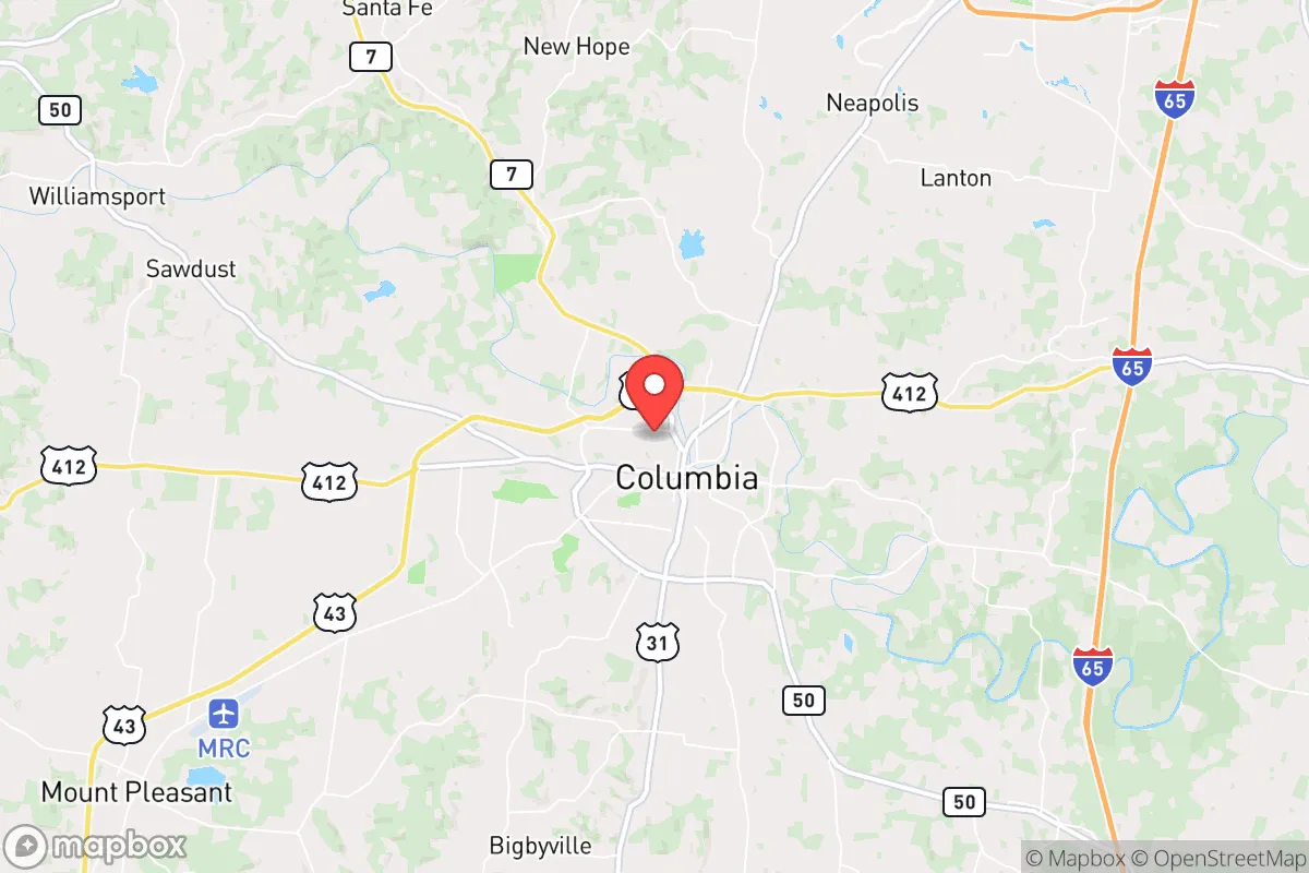 Map centered at 35.6253, -87.0440