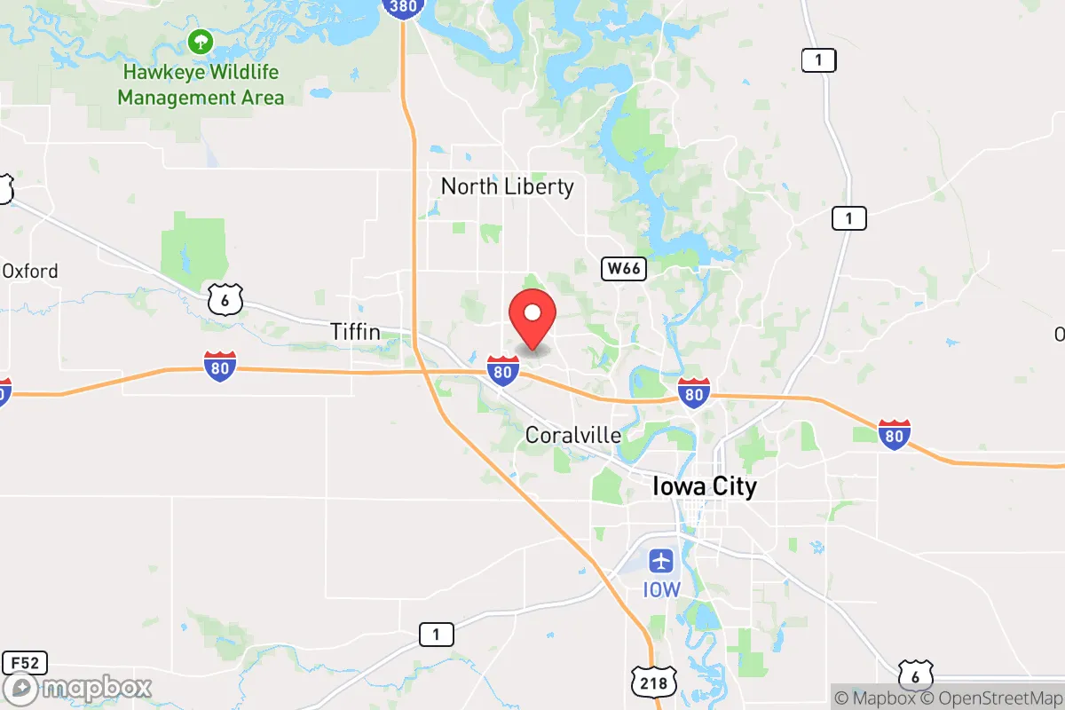 Map centered at 41.6991, -91.5965