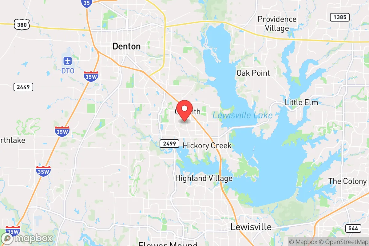 Map centered at 33.1434, -97.0682