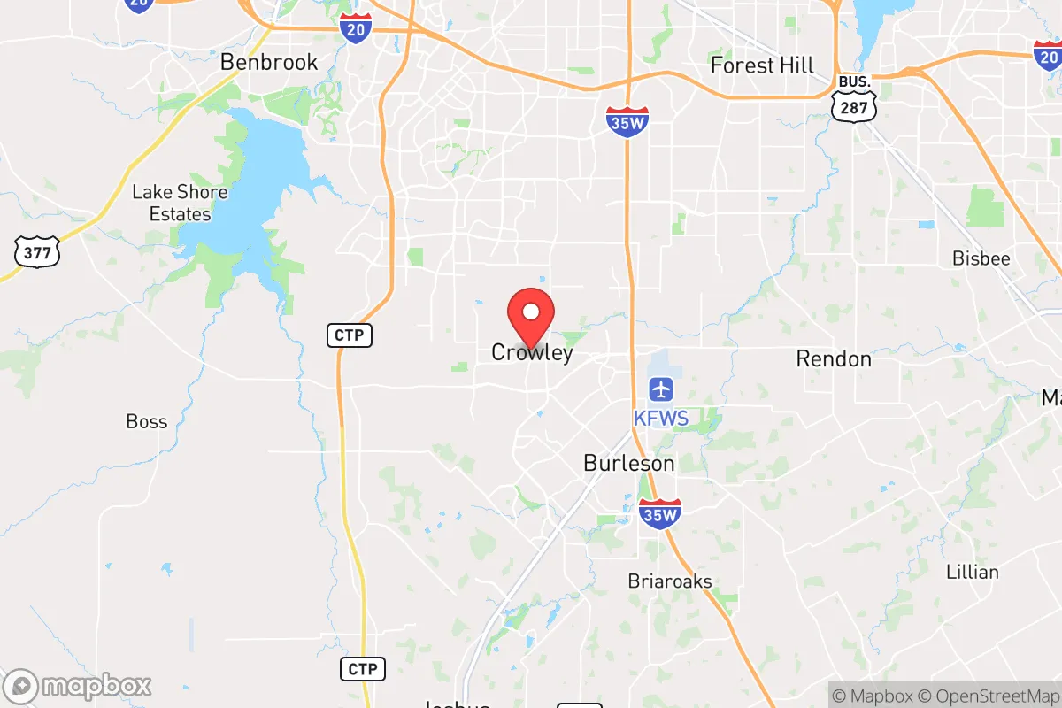 Map centered at 32.5778, -97.3588