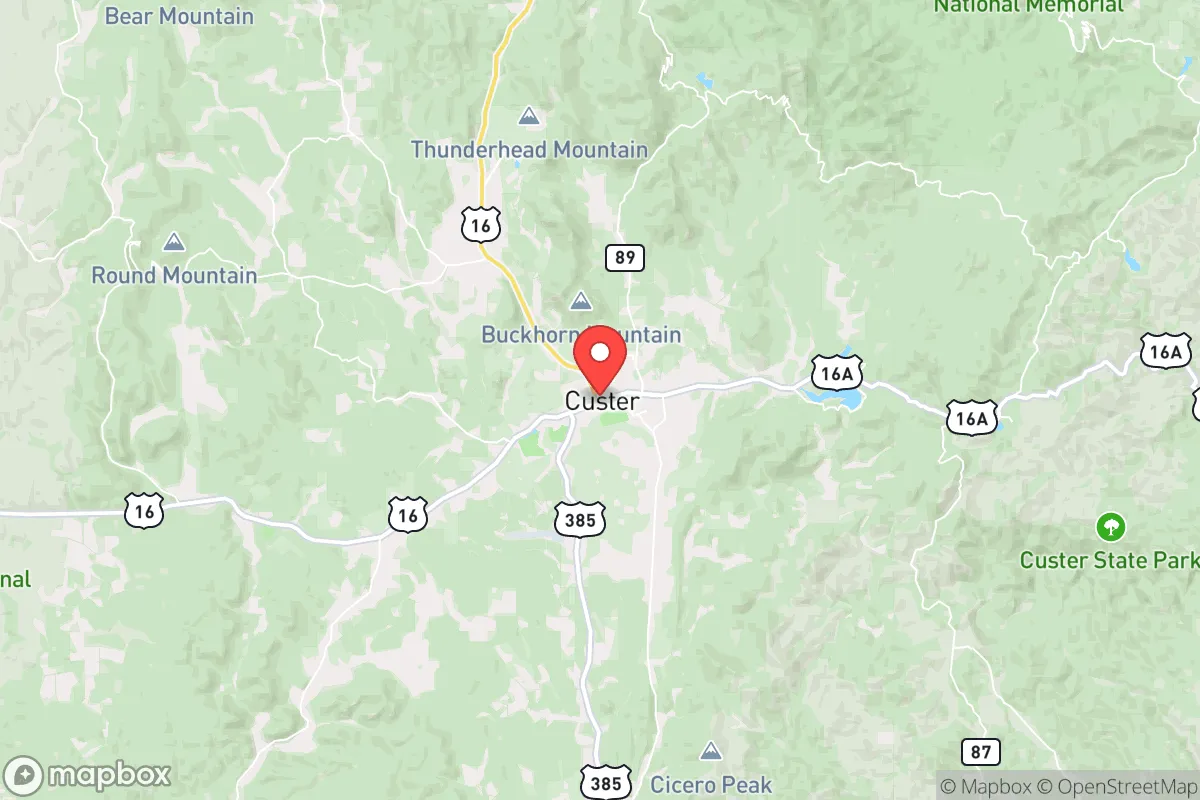 Map centered at 43.7669, -103.5995