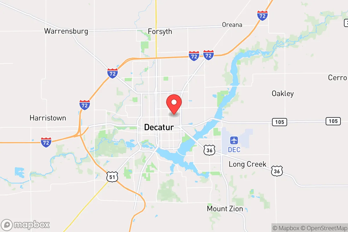 Map centered at 39.8557, -88.9345