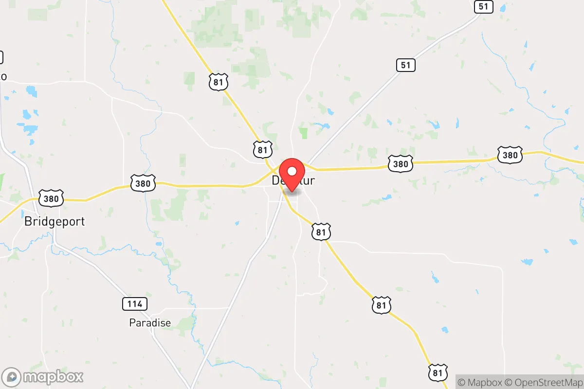 Map centered at 33.2259, -97.5870