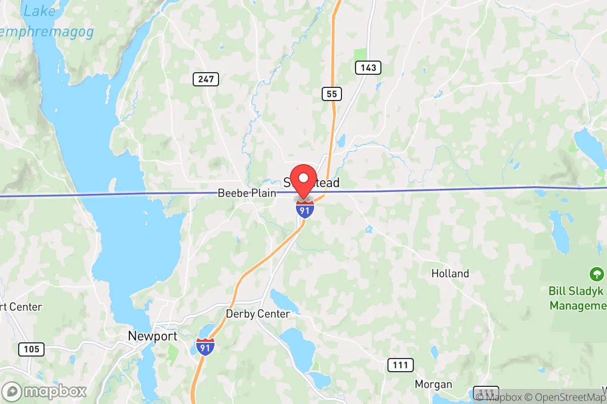 Map centered at 45.0011, -72.1029