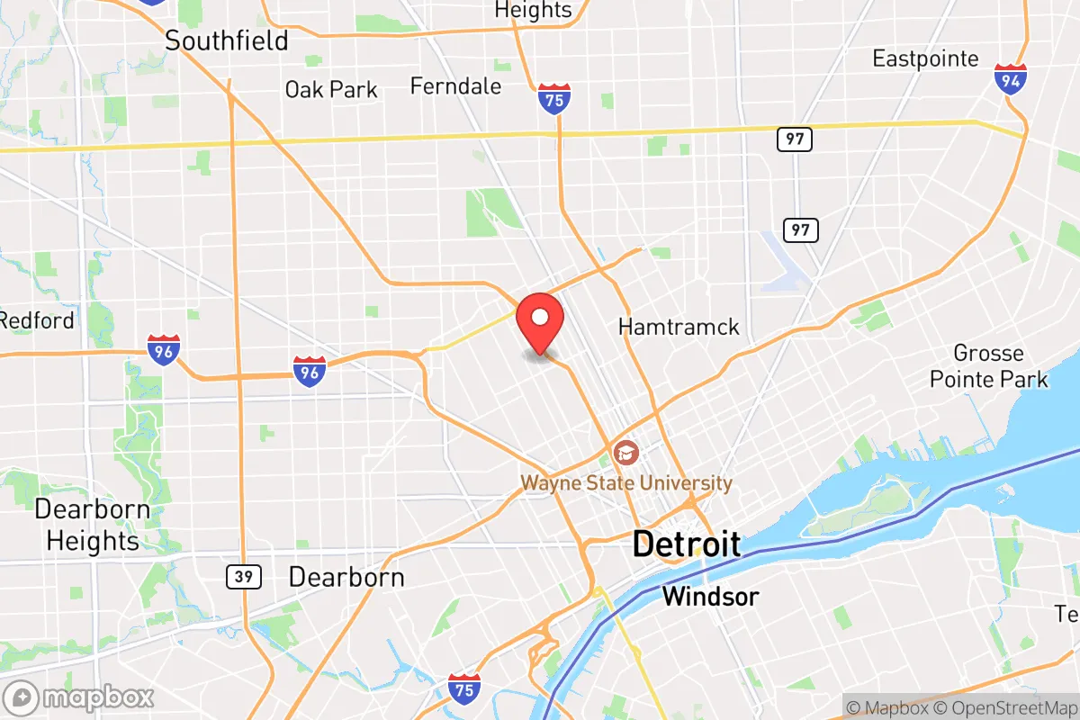Map centered at 42.3834, -83.1024