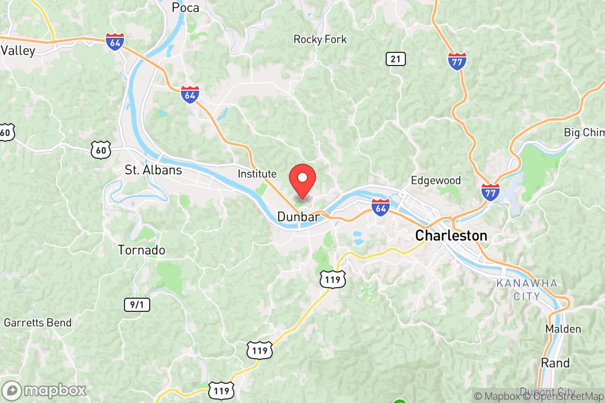 Map centered at 38.3687, -81.7346