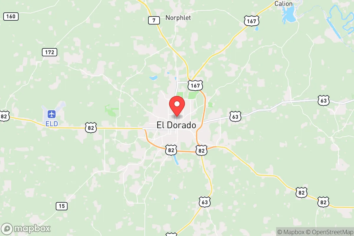 Map centered at 33.2183, -92.6641