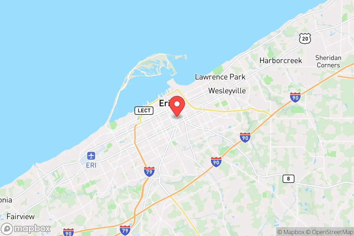 Map centered at 42.1168, -80.0733