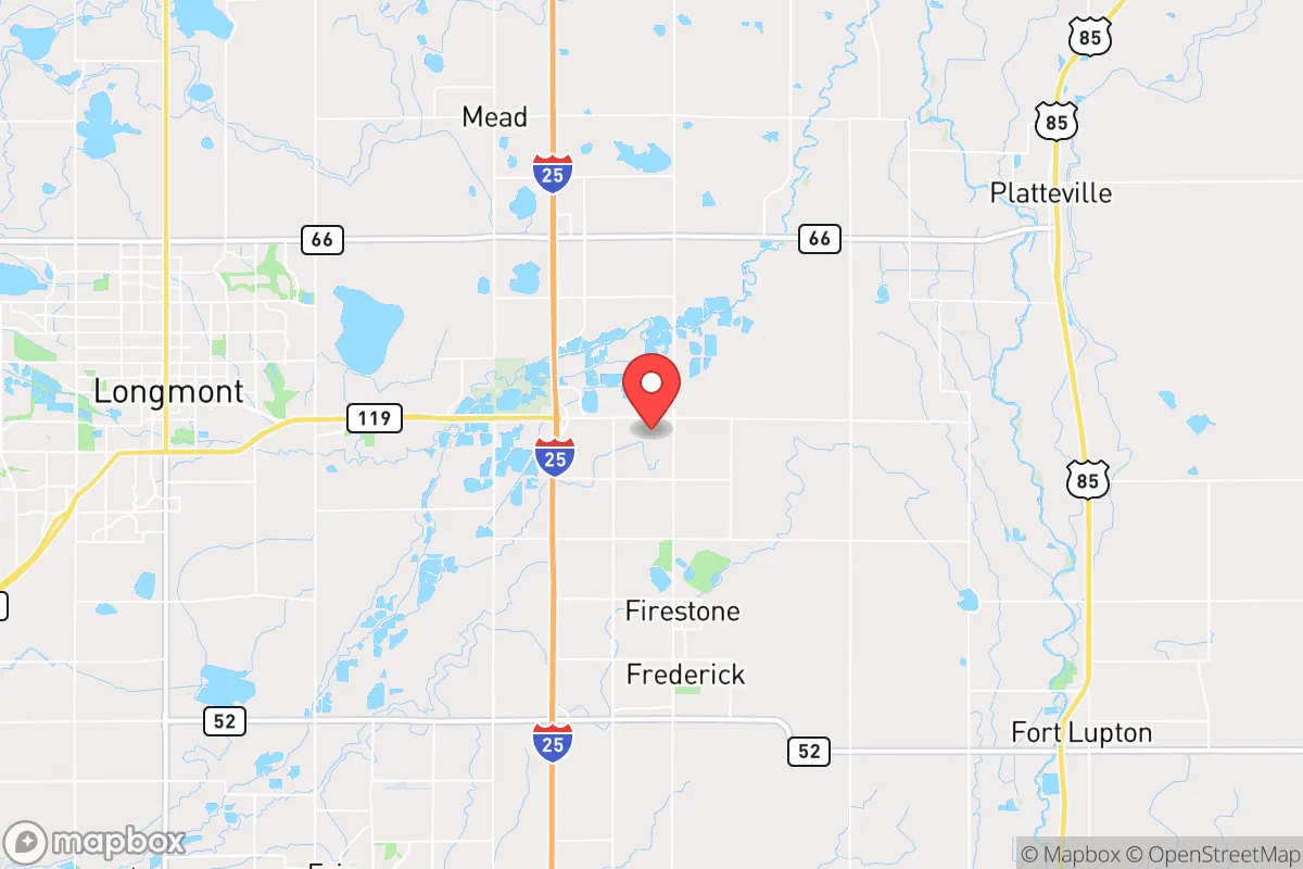 Map centered at 40.1567, -104.9490