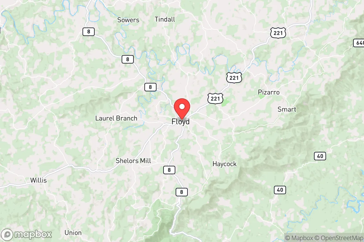 Map centered at 36.9118, -80.3184