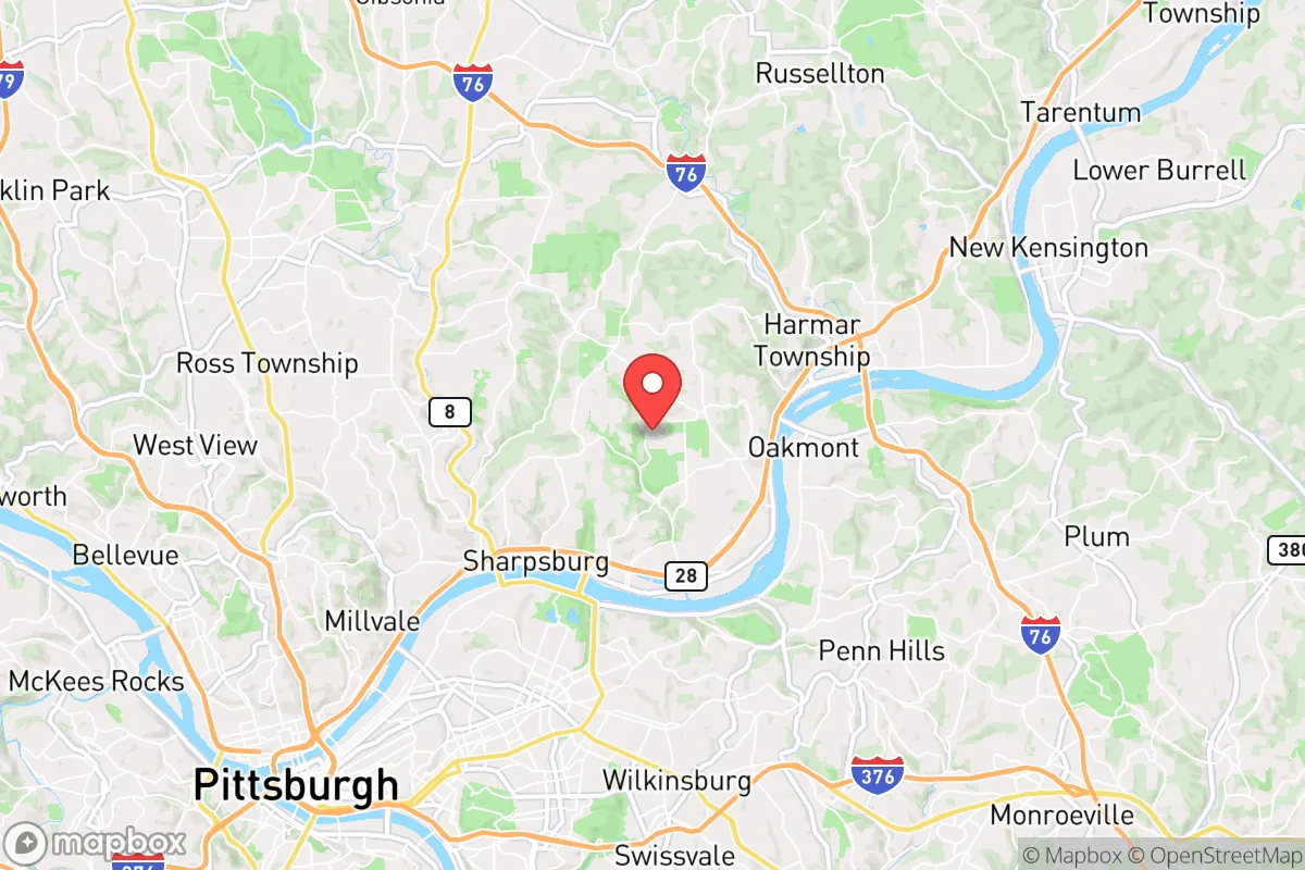 Map centered at 40.5247, -79.8898