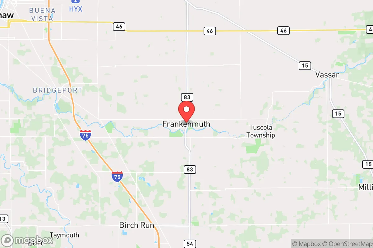 Map centered at 43.3323, -83.7389