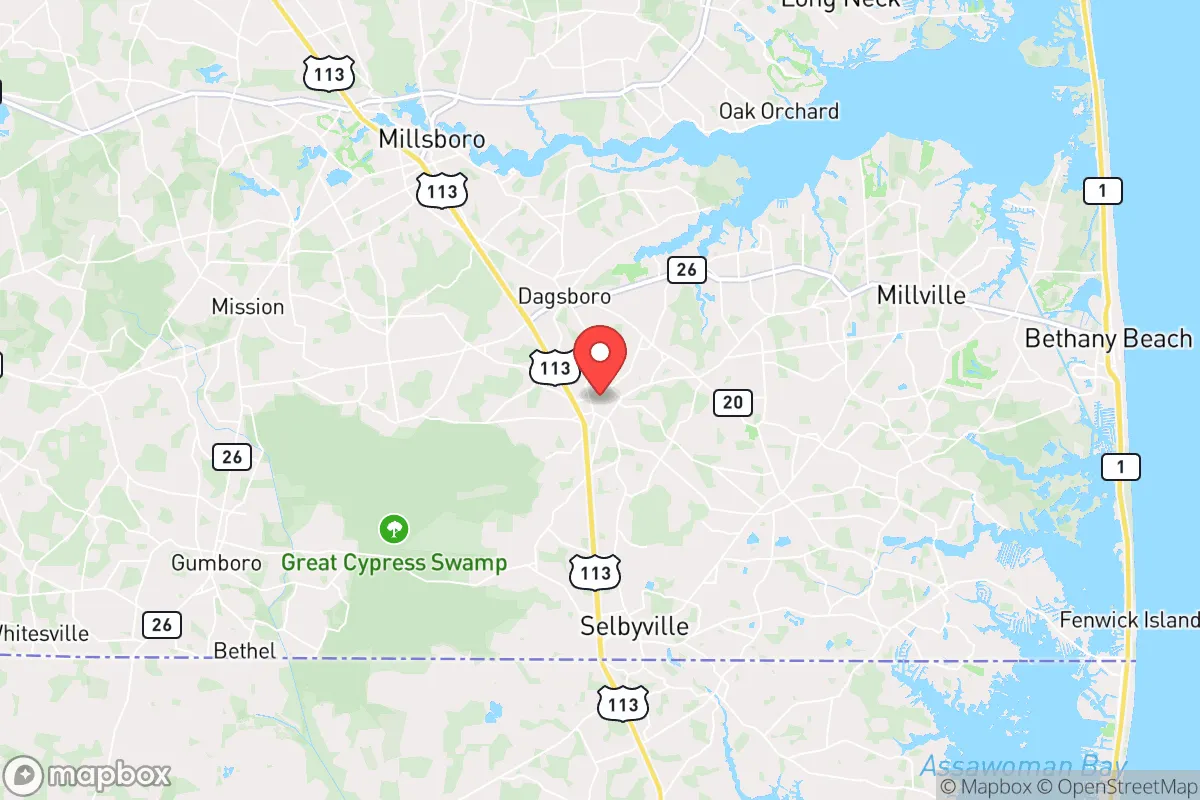 Map centered at 38.5214, -75.2334