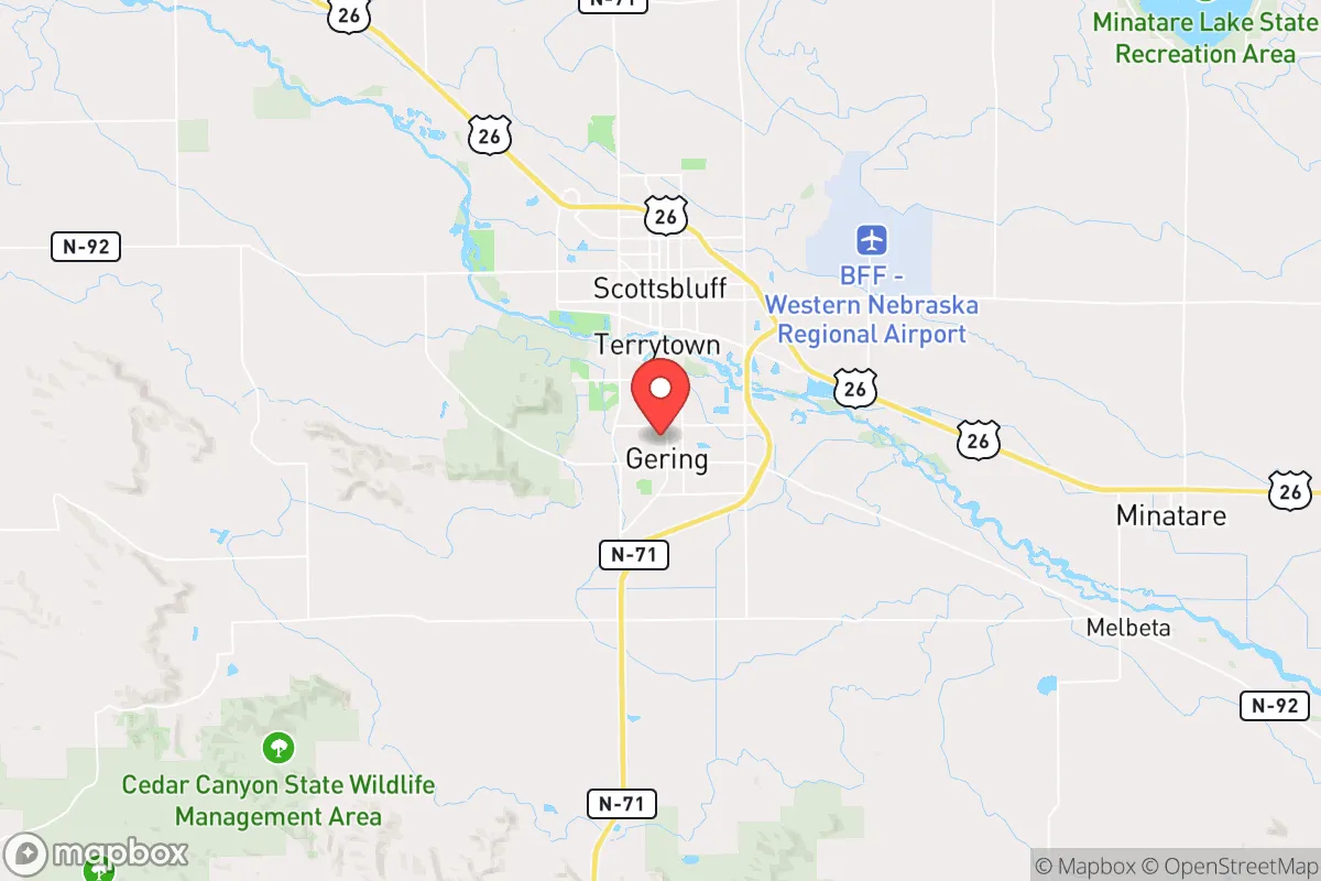 Map centered at 41.8269, -103.6625