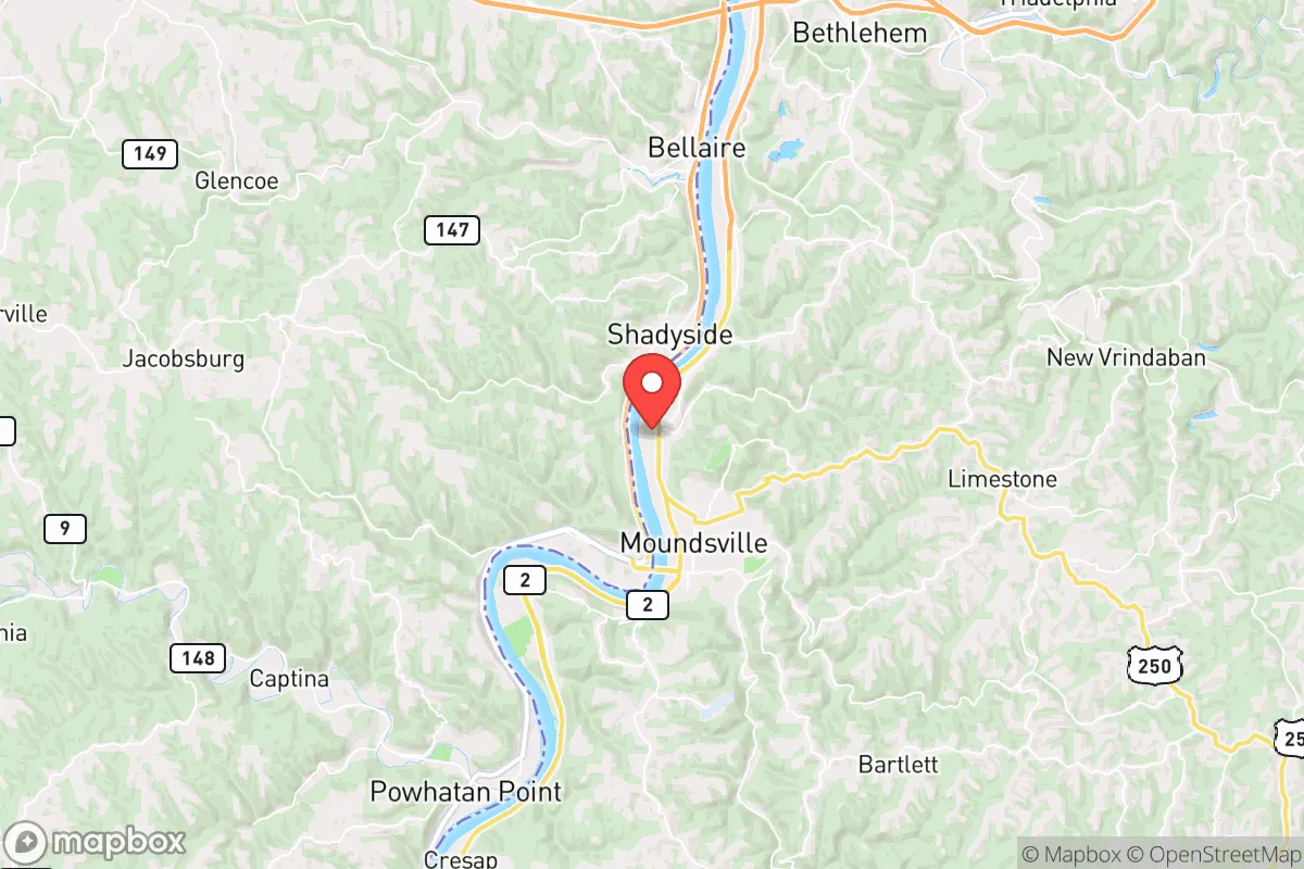 Map centered at 39.9467, -80.7563