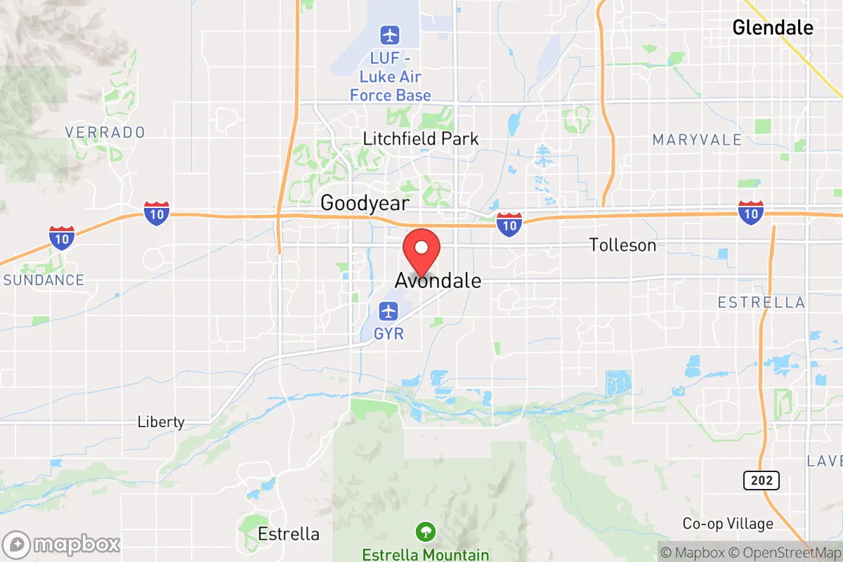 Map centered at 33.2612, -112.3620