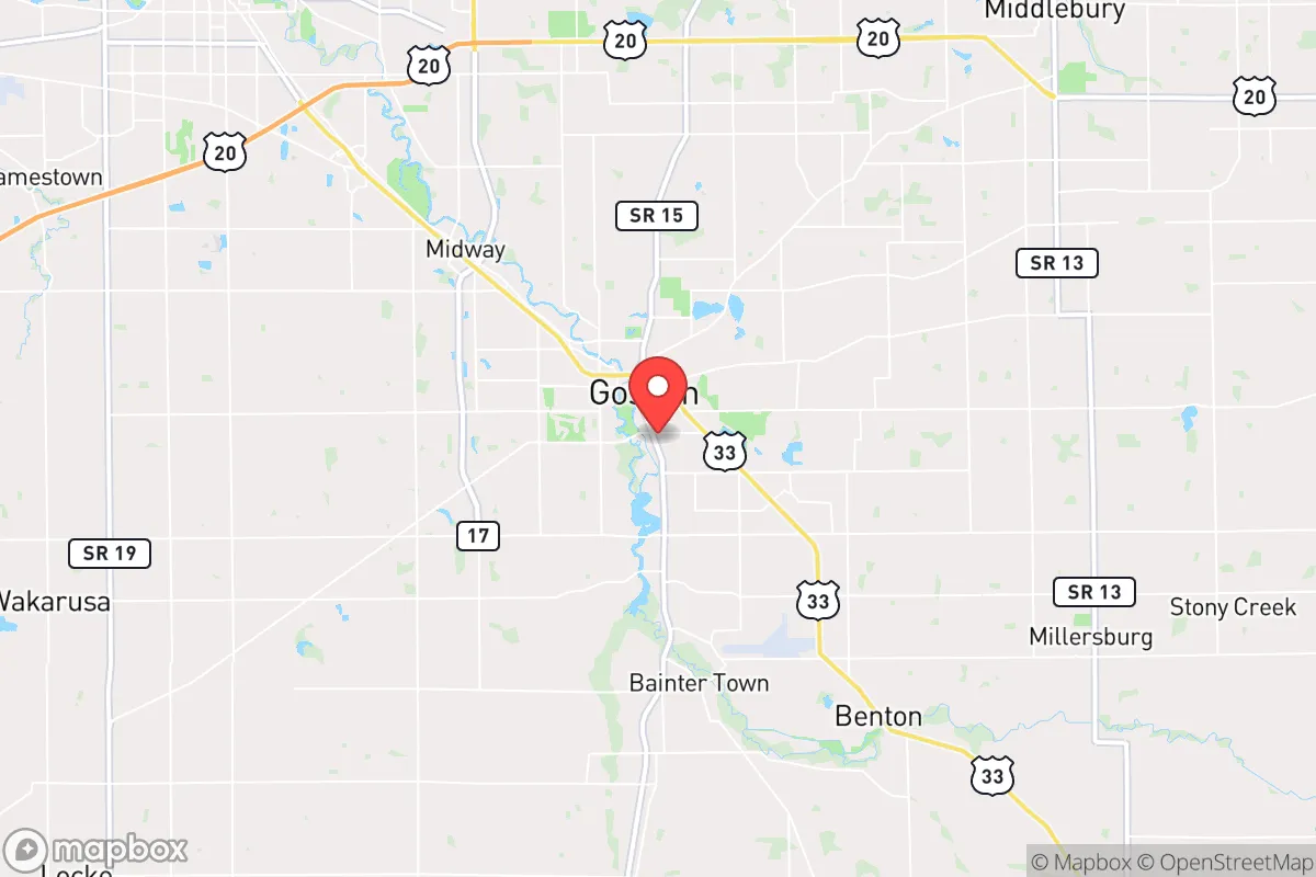 Map centered at 41.5743, -85.8300