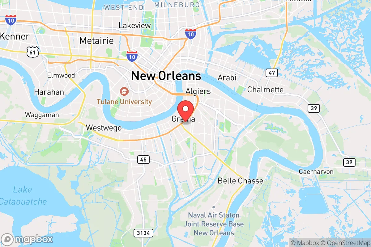 Map centered at 29.9101, -90.0515