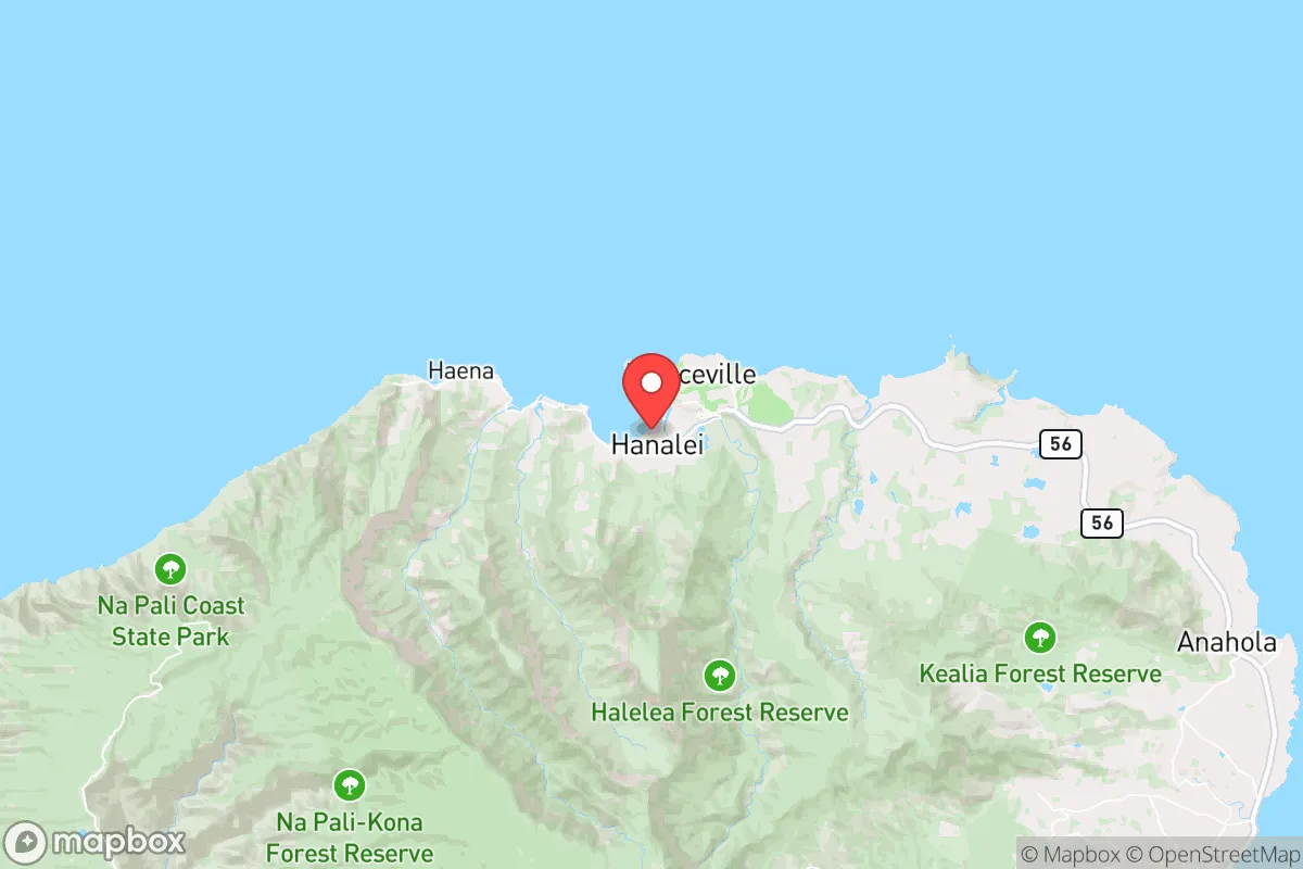 Map centered at 22.2059, -159.4976