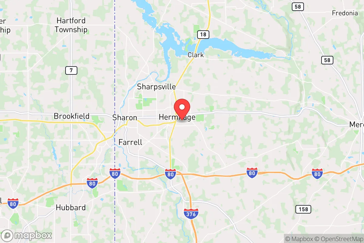 Map centered at 41.2296, -80.4430