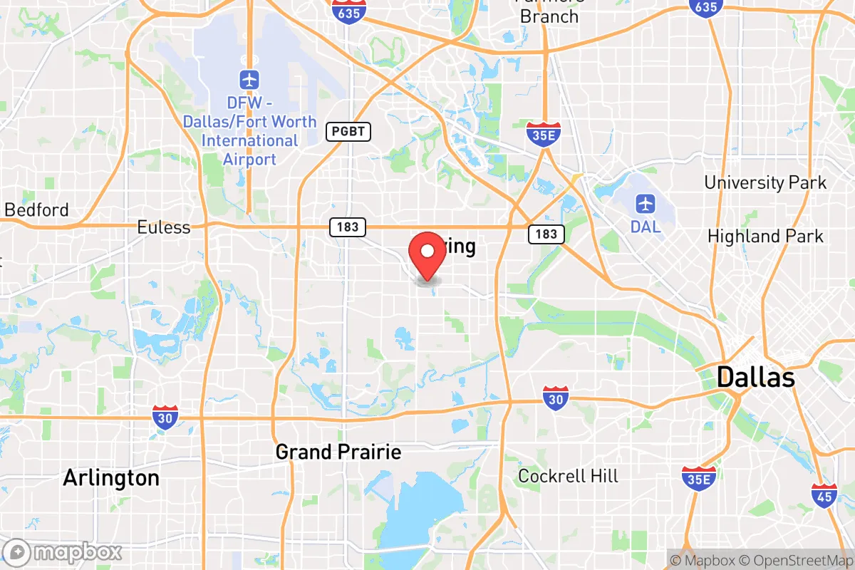 Map centered at 32.8582, -96.9702