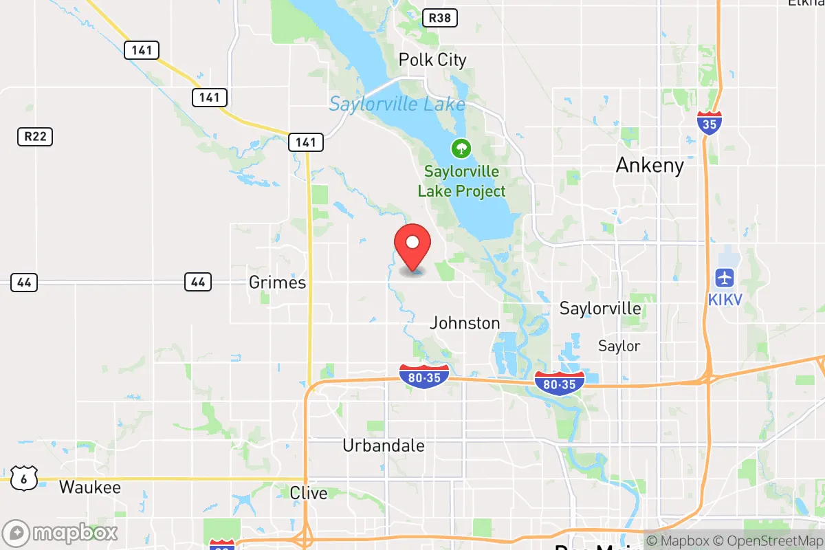 Map centered at 41.6910, -93.7235
