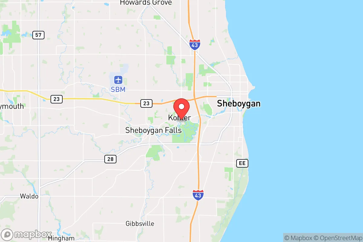 Map centered at 43.7364, -87.7795