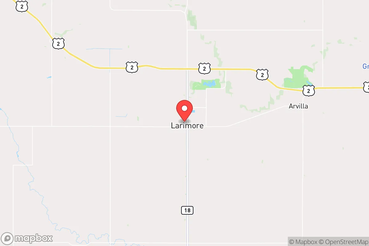 Map centered at 47.9091, -97.6270