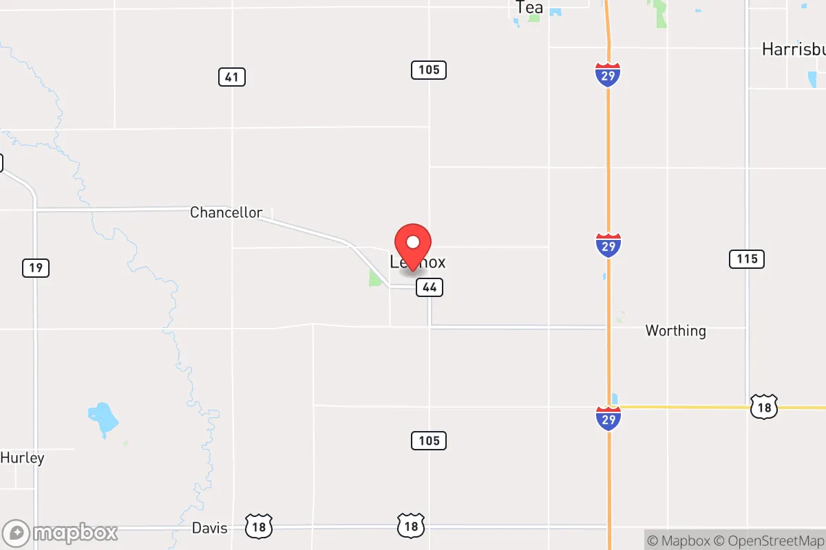 Map centered at 43.3494, -96.8941