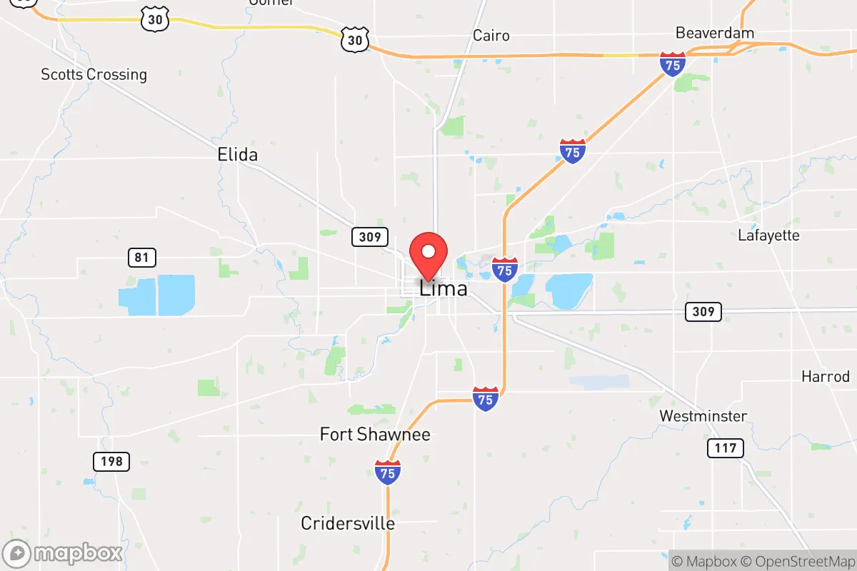 Map centered at 40.7409, -84.1120