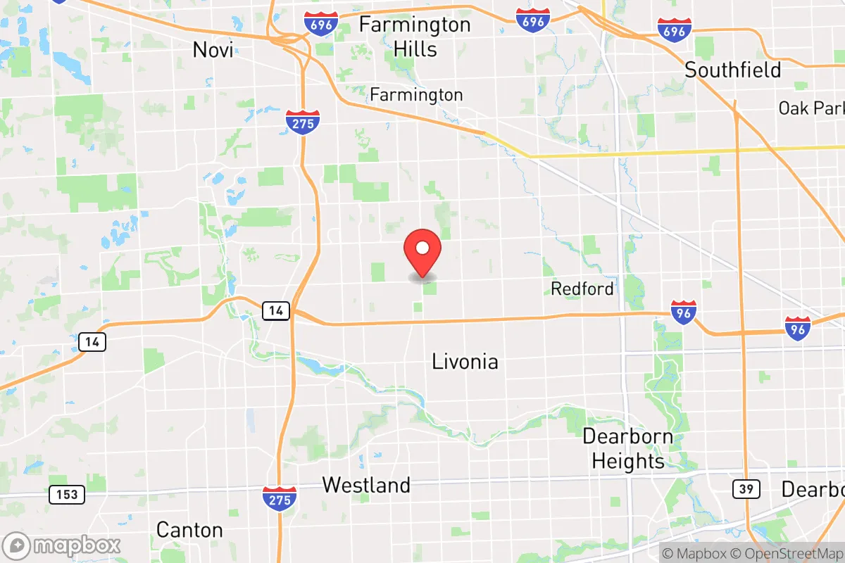 Map centered at 42.3972, -83.3733