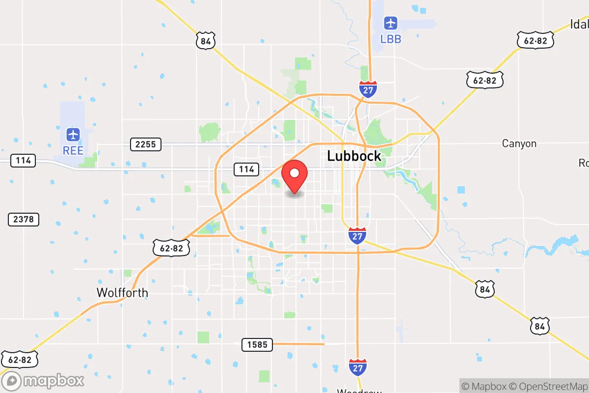 Map centered at 33.5620, -101.8888