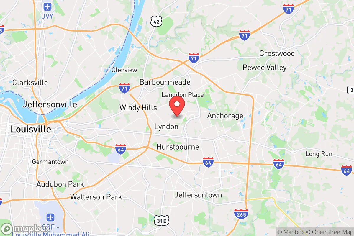 Map centered at 38.2645, -85.5891