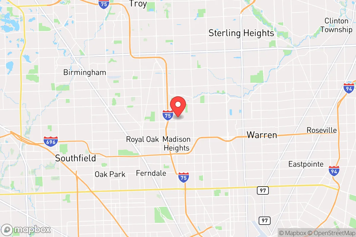 Map centered at 42.5073, -83.1034