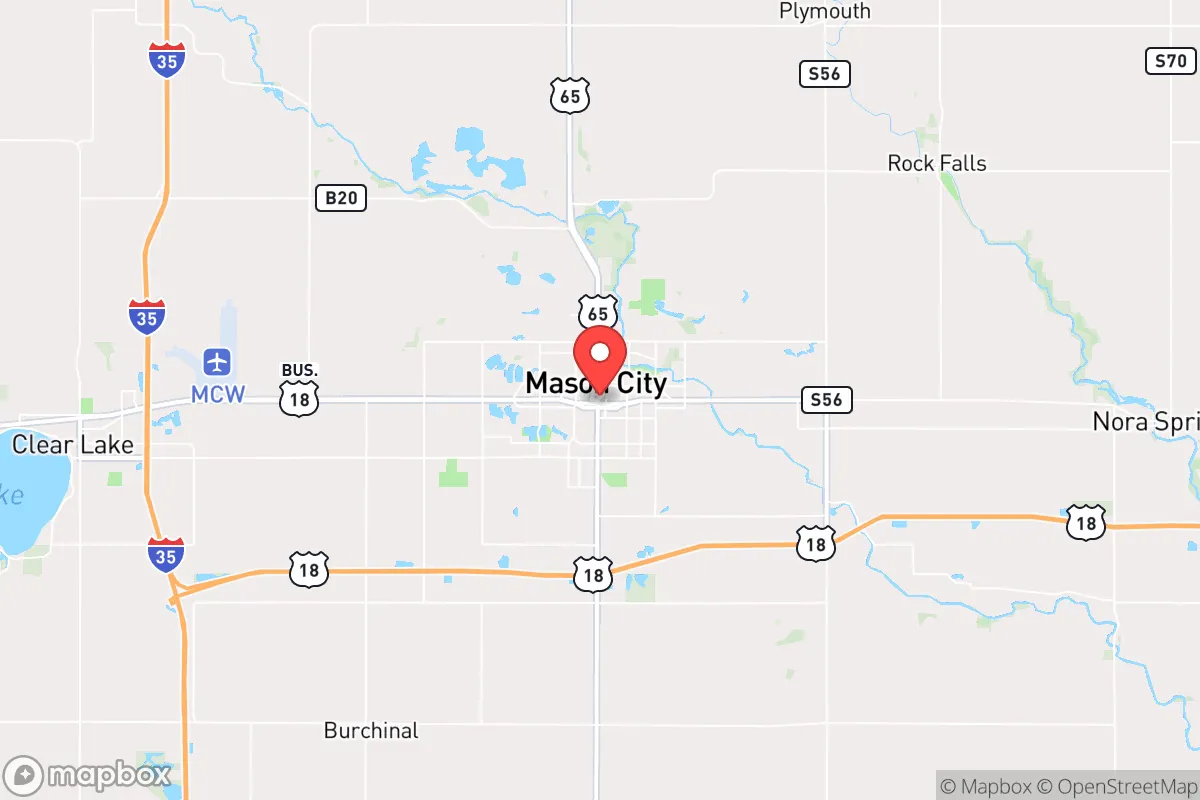 Map centered at 43.1482, -93.2003