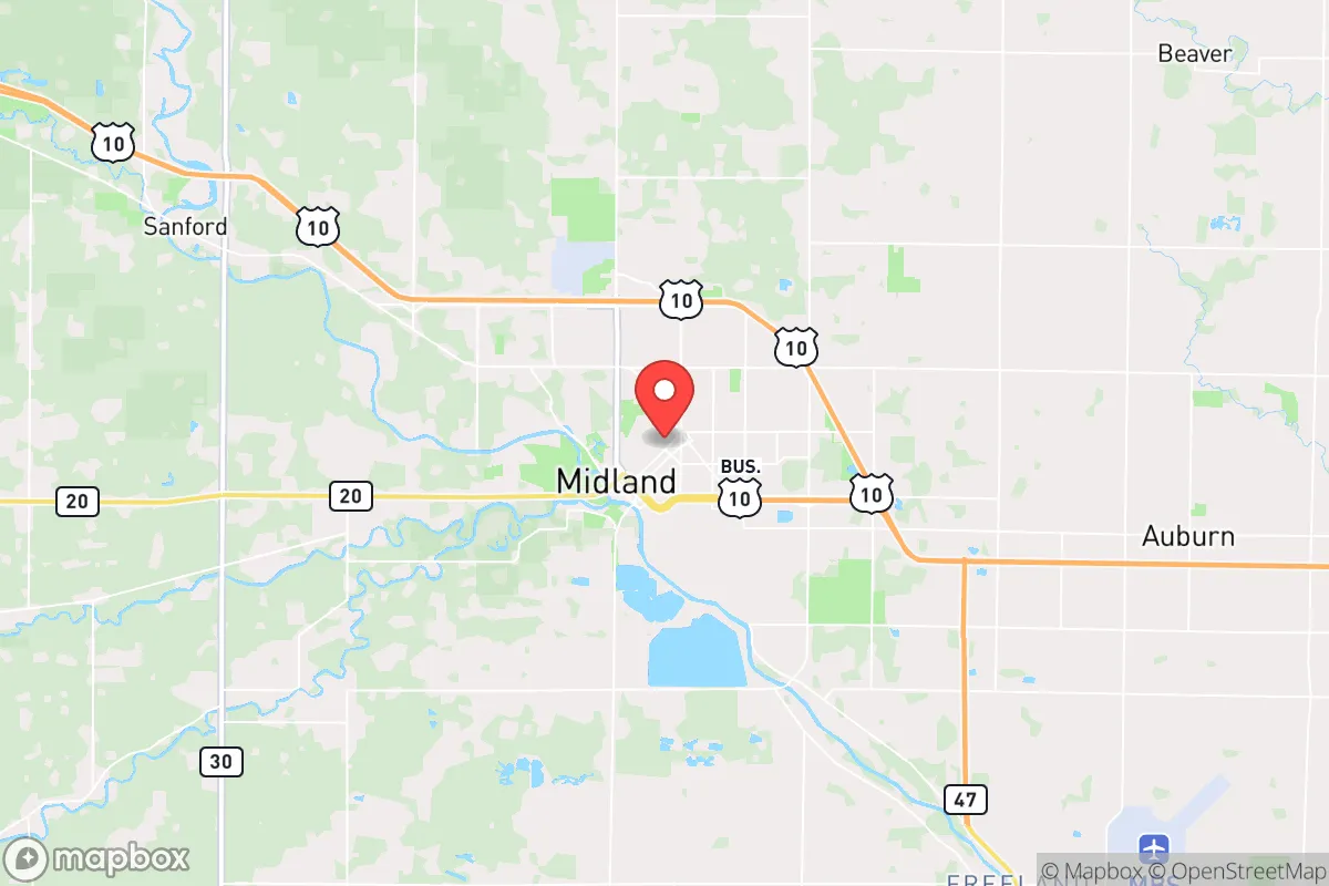 Map centered at 43.6242, -84.2322
